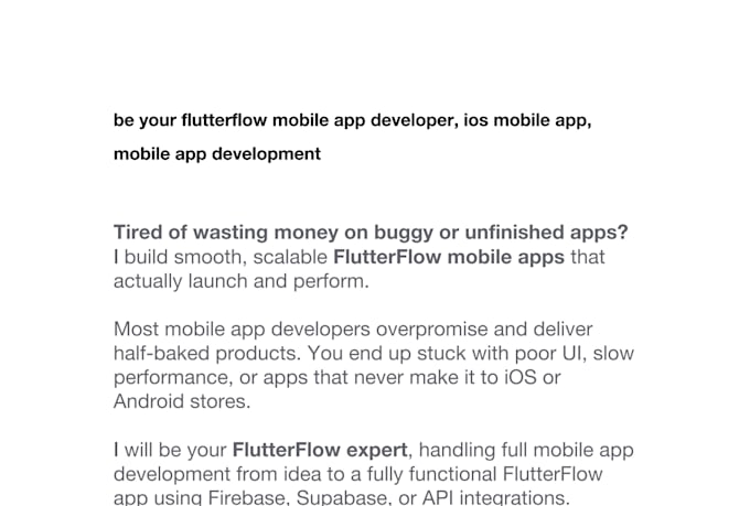 be your flutterflow mobile app developer, ios mobile app, mobile app development
